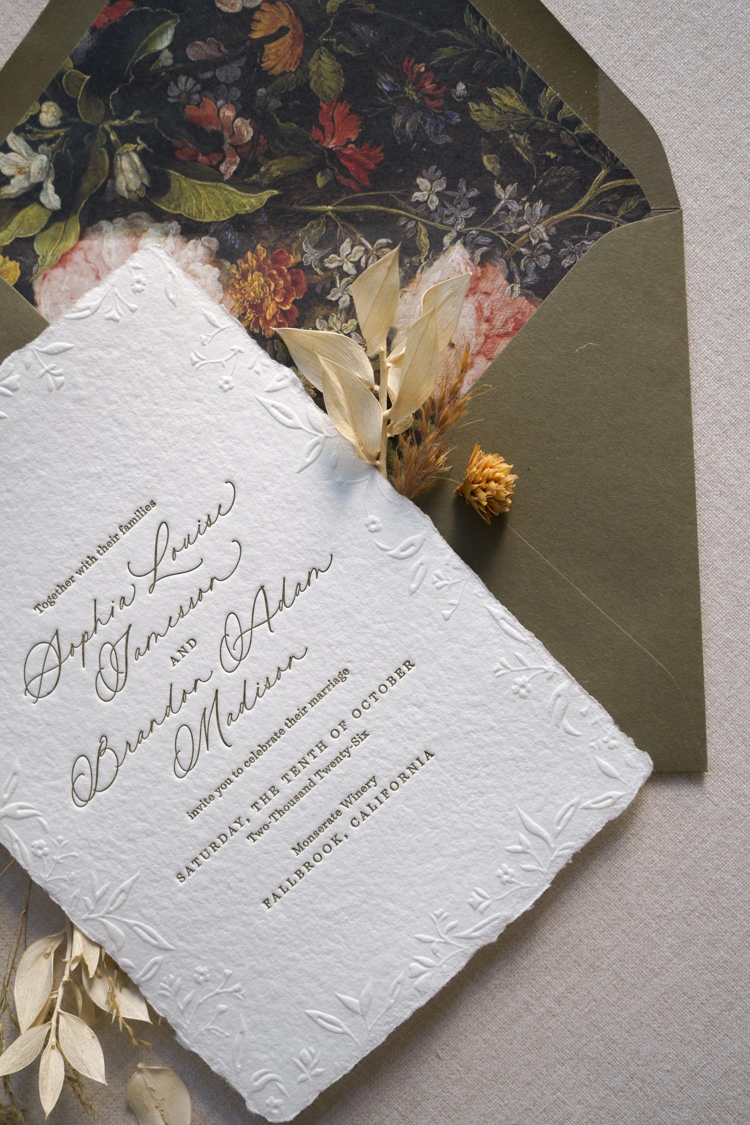 blind emboss border wedding invitations