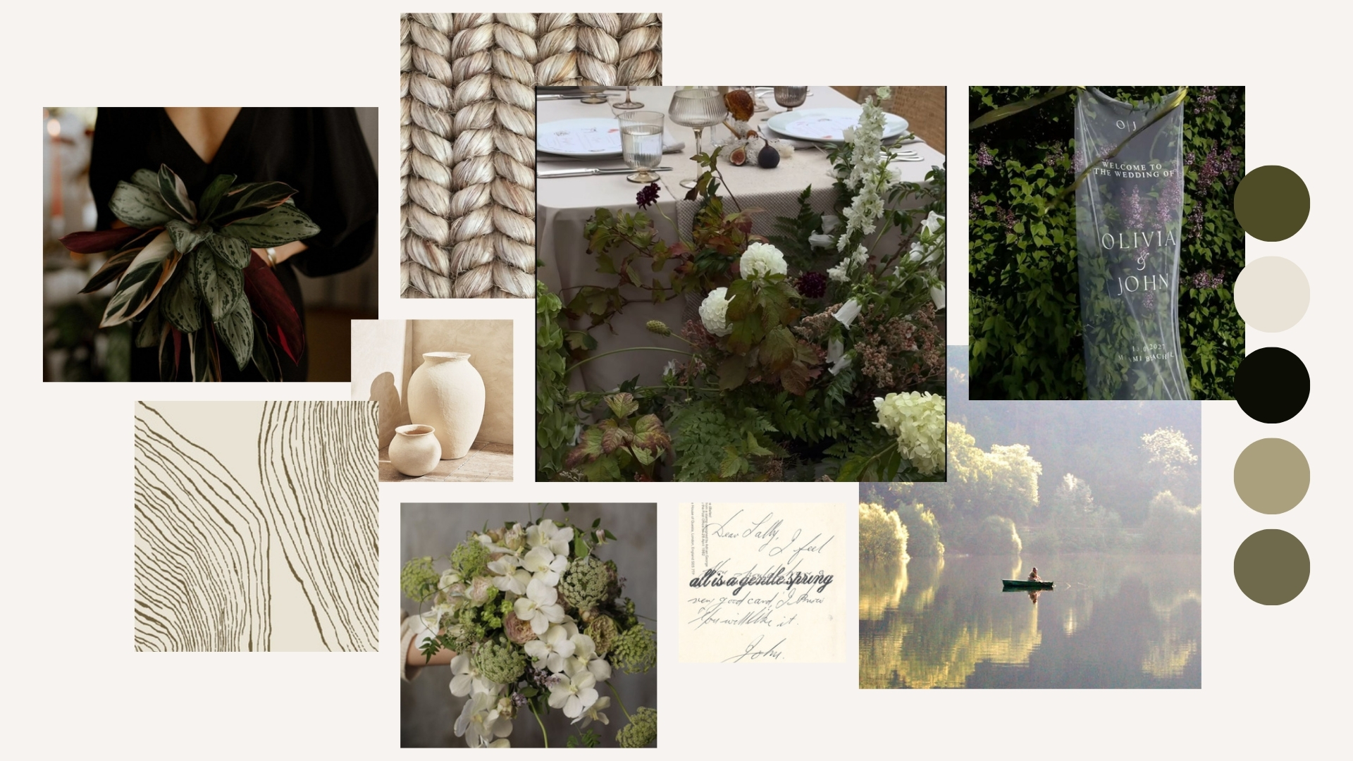 Organic, woodsy wedding moodboard