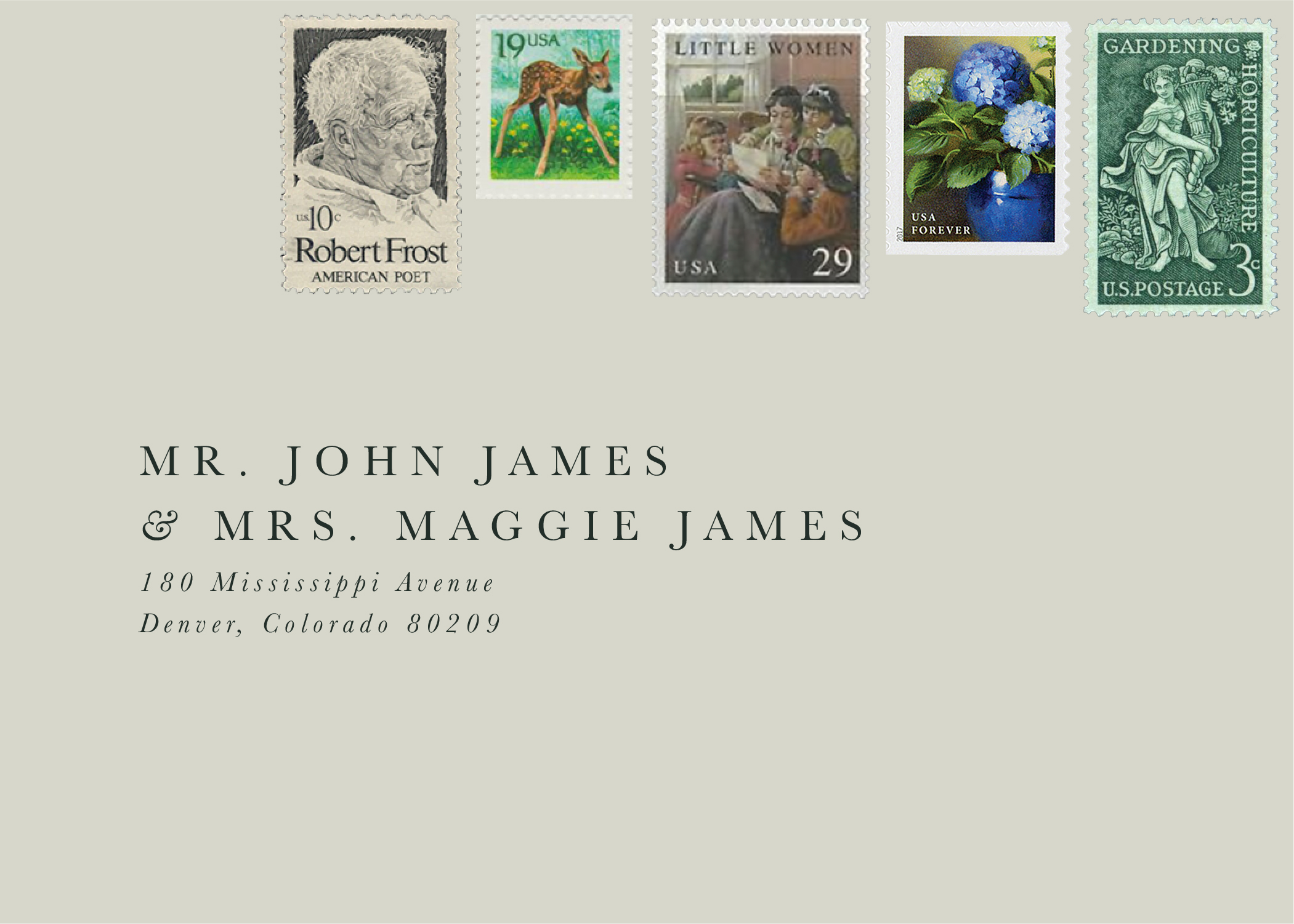 Vintage stamps for wedding invitations